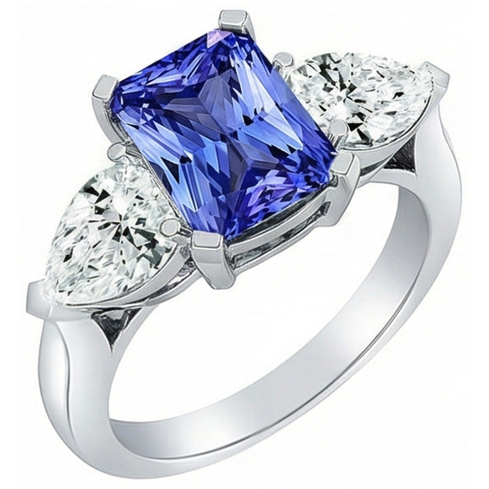 natural pear sapphire 2ct ring front view