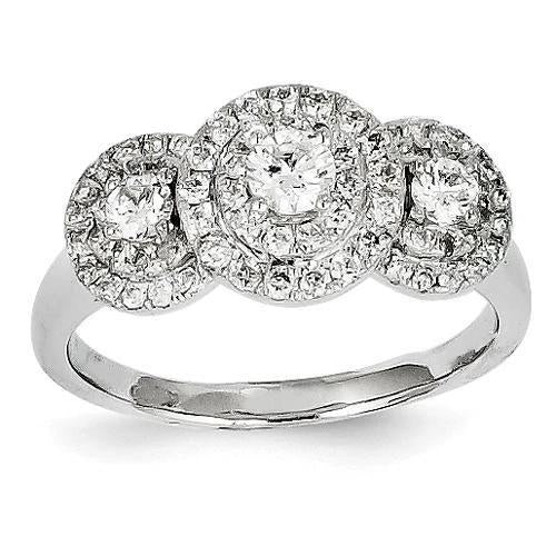 3 Stone Design Right Hand Real Diamond Ring