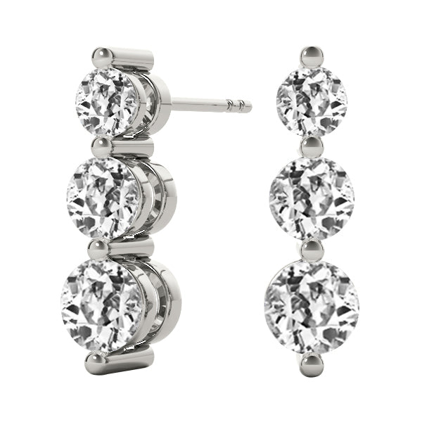 Real Brilliant Diamond Drop Earrings 1 ct 14K White Gold – main view