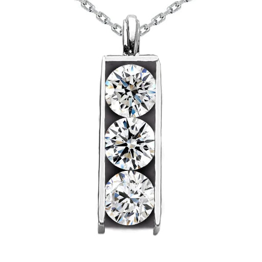 3 Stone Journey Pendant Bar Set Women's Jewelry 4.50 Carats Real Diamond