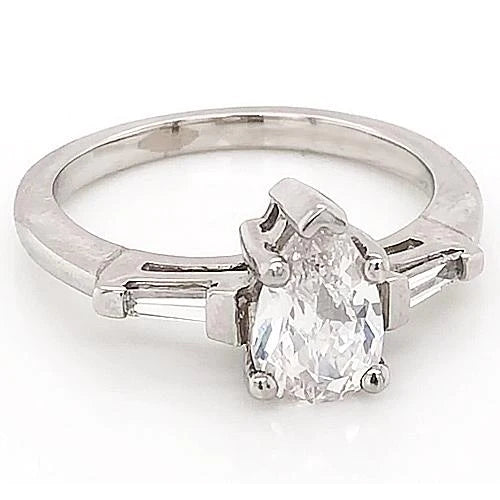 3 Stone Natural Diamond Engagement Ring 1.50 Carats Jewelry White Gold 14K