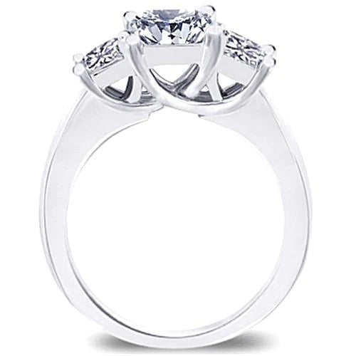 3 Stone Natural Diamond Engagement Ring Princess Diamond 1.81 Carat 