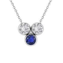 Cornflower Blue Sapphire Round Brilliant Stone Pendant Necklace