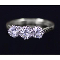 3 Stone Real Natural Earth Mined Diamond Anniversary Ring 1.50 Carats Jewelry