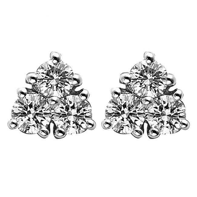 3 Stone Real Diamond Earrings