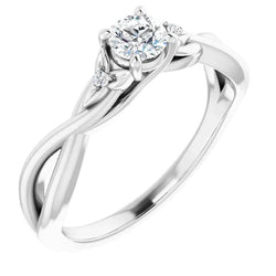3 Stone Real Diamond Engagement Ring 0.54 Carats Twist Style Women Jewelry