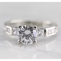 3 Stone Real Diamond Engagement Ring 1.50 Carats