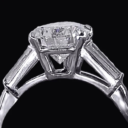 3 Stone Real Diamond Ring 3.50 Carats Pear Center White Gold 14K