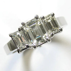 3 Stone Real Emerald Cut Anniversary Ring