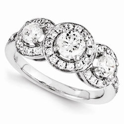 3 Stone Right Hand Real Diamond Ring For Women