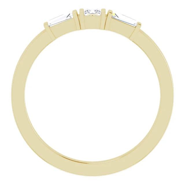 3 Stone Ring 1.10 Carats Princess & Baguette Real Diamonds Yellow Gold 14K