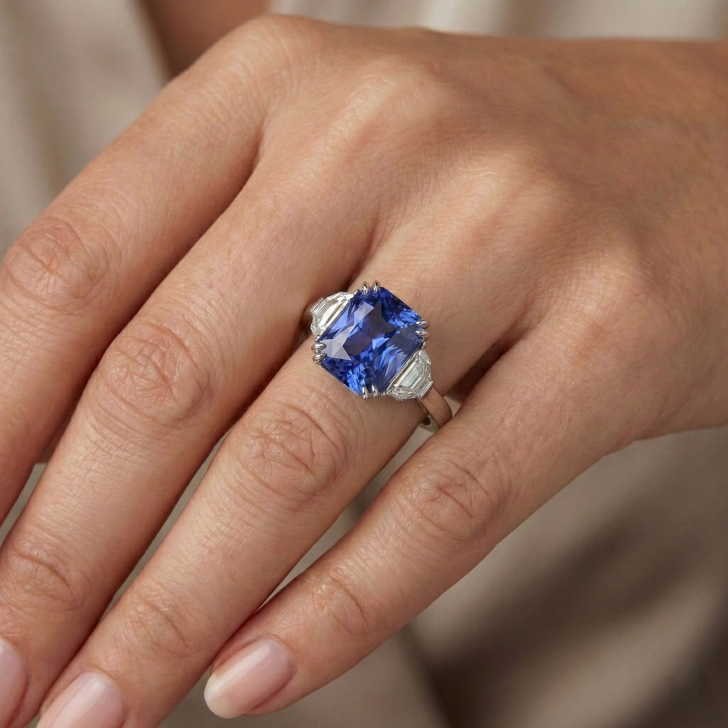 natural radiant sapphire 4ct ring with diamond accents