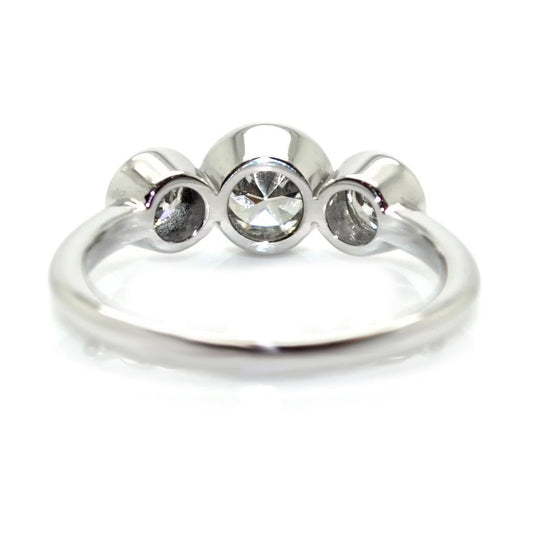 3 Stone Ring Round Old Mine Cut Genuine Diamond White Gold Jewelry 4 Carats