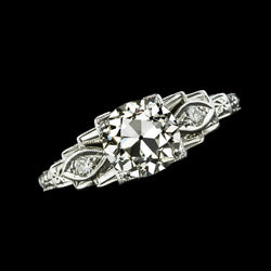 3 Stone Ring Round Old Mine Cut Real Diamond With Steps 2.50 Carats