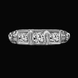 3 Stone Ring Round Old Mine Cut Real Diamonds 1.50 Carats Ladies Jewelry