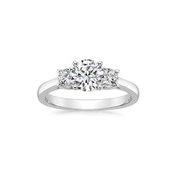 3 Stone Round Cut 3 Ct Genuine Diamonds Engagement Ring White Gold 14K