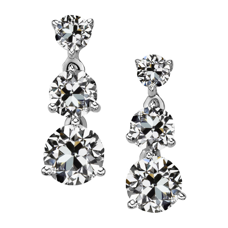 Fine Diamond Antique Cushion Stud Earrings in 14K White Gold – main view