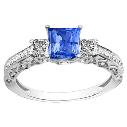 14K White Gold Royal Blue Sapphire Colored Stone Ring – 4.50-ct