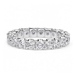 3 Carats Round Cut Lab Grown Diamond Wedding Band 14K White Gold