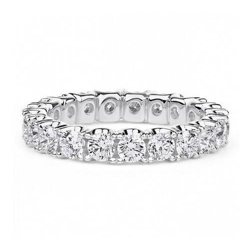 3 Carats Round Cut Lab Grown Diamond Wedding Band 14K White Gold