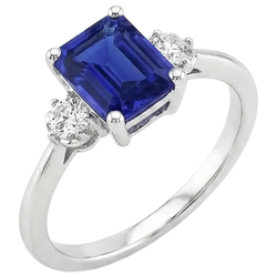 3ct Sapphire Emerald Cut Natural Earth Mined Diamond ( Not Lab Grown ) Ring