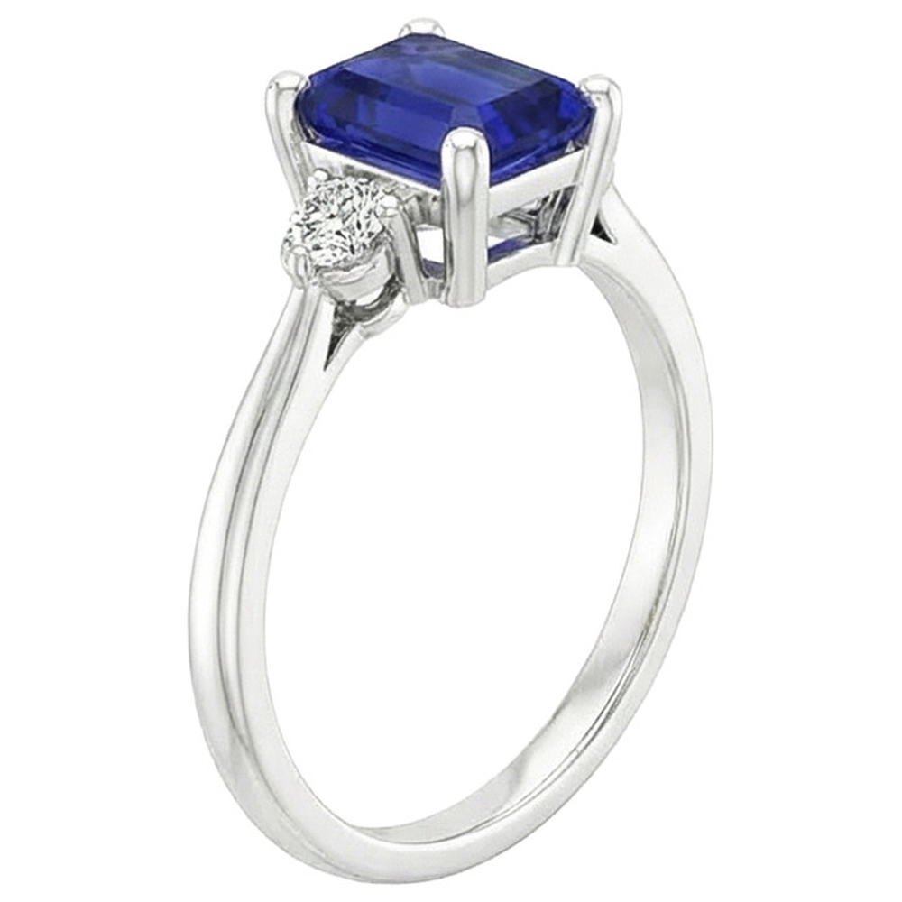 3ct Sapphire Emerald Cut Natural Earth Mined Diamond ( Not Lab Grown ) Ring