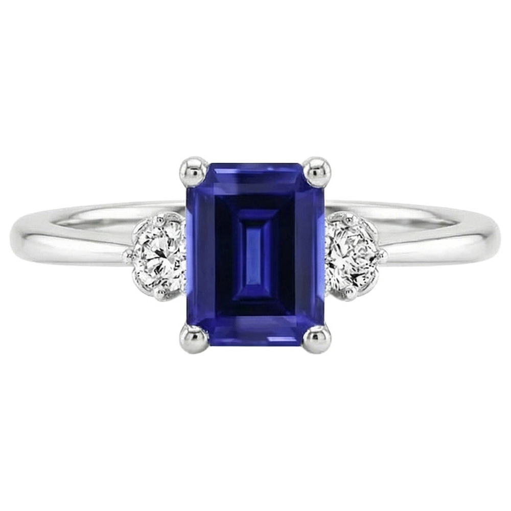 3ct Sapphire Emerald Cut Natural Earth Mined Diamond ( Not Lab Grown ) Ring
