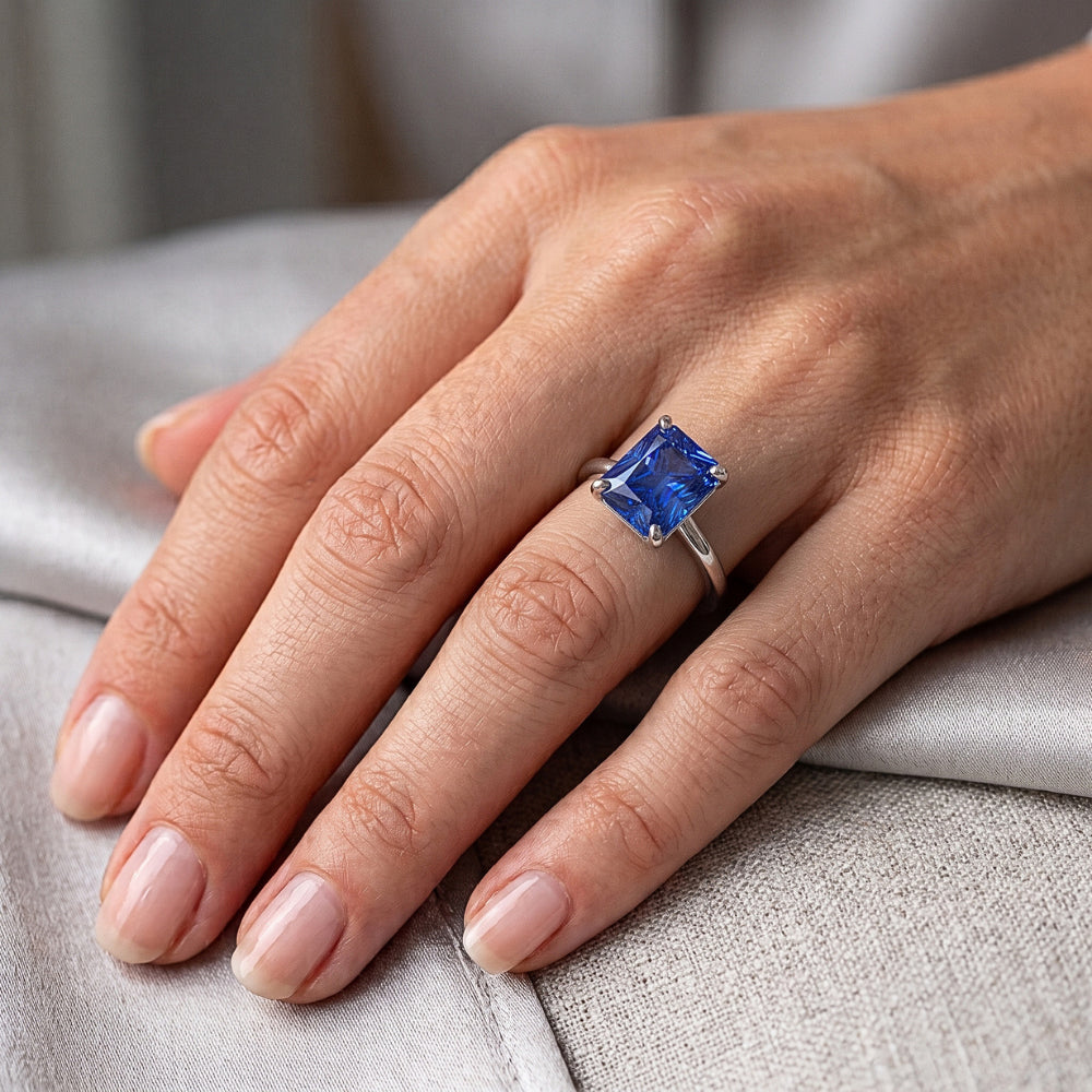 3ct Sapphire Radiant Cut Engagement Ring