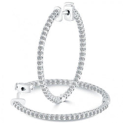 3ct Round Real Diamond Gold Hoops