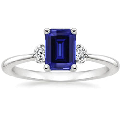 3ct Sapphire Emerald Cut Natural Earth Mined Diamond Ring
