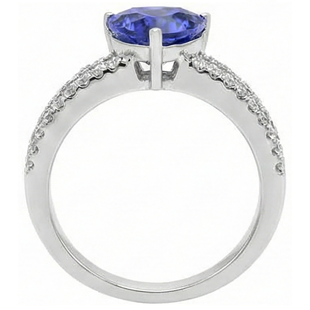 4.01 Ct Trillion Tanzanite Natural Earth Mined Diamond ( Not Lab Grown ) s Engagement Ring White Gold 14K