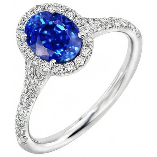 natural round sapphire 4.10ct ring front view