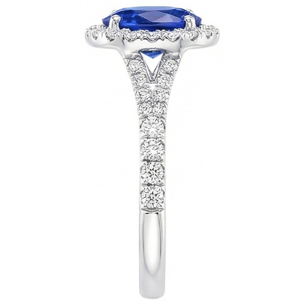 natural round sapphire 4.10ct ring profile view