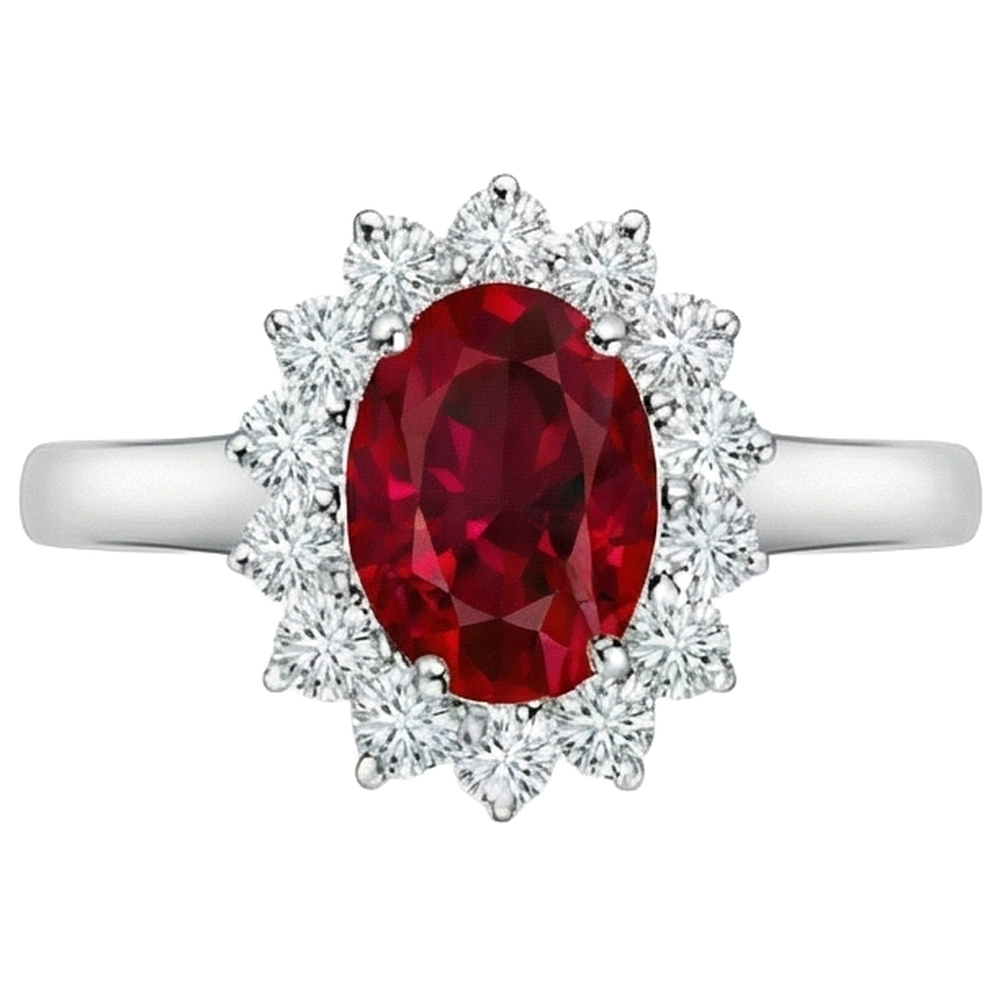 natural round ruby 4.25ct ring front view
