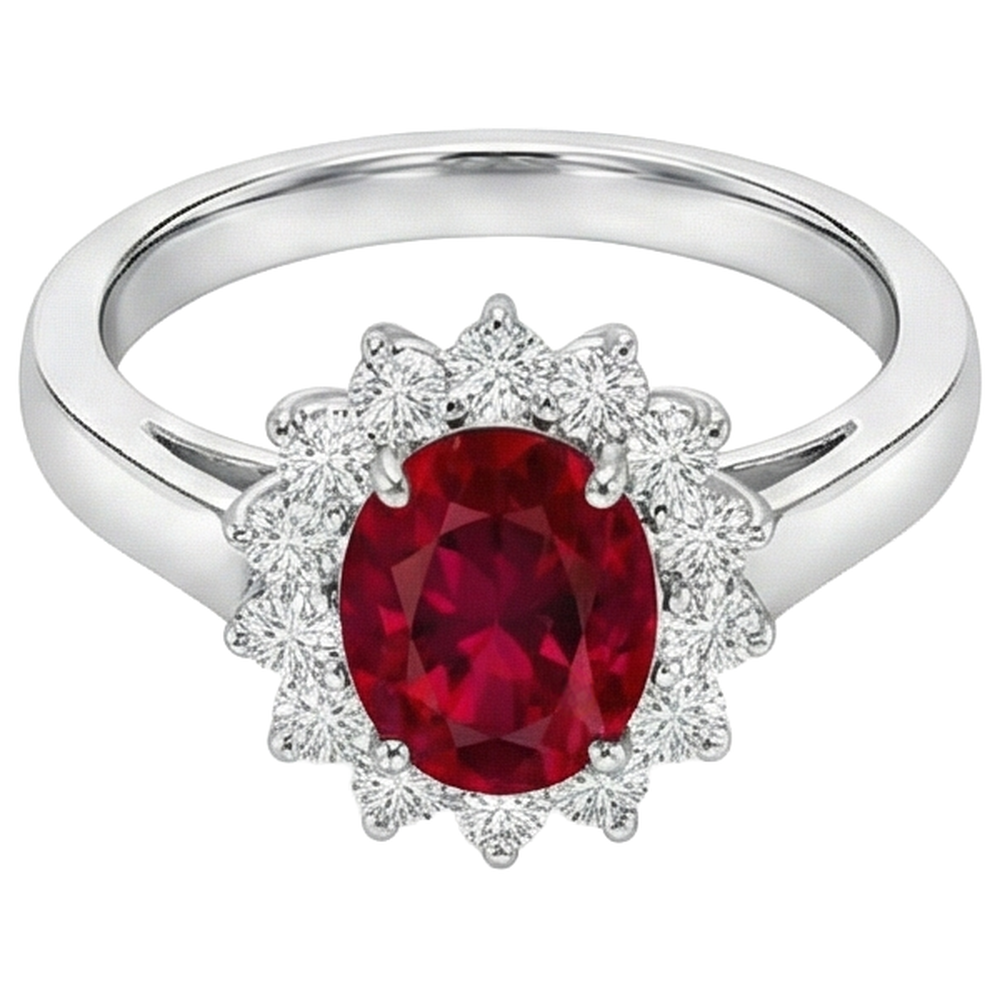 natural round ruby 4.25ct ring side angle