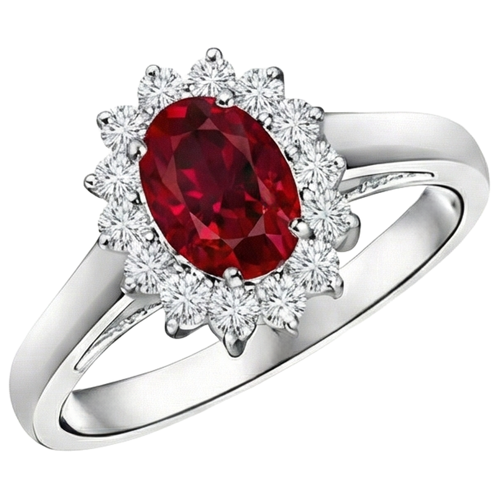 natural round ruby 4.25ct ring close up detail
