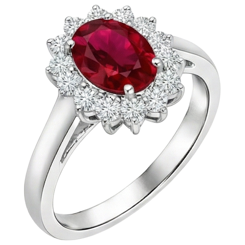 natural round ruby 4.25ct ring top view