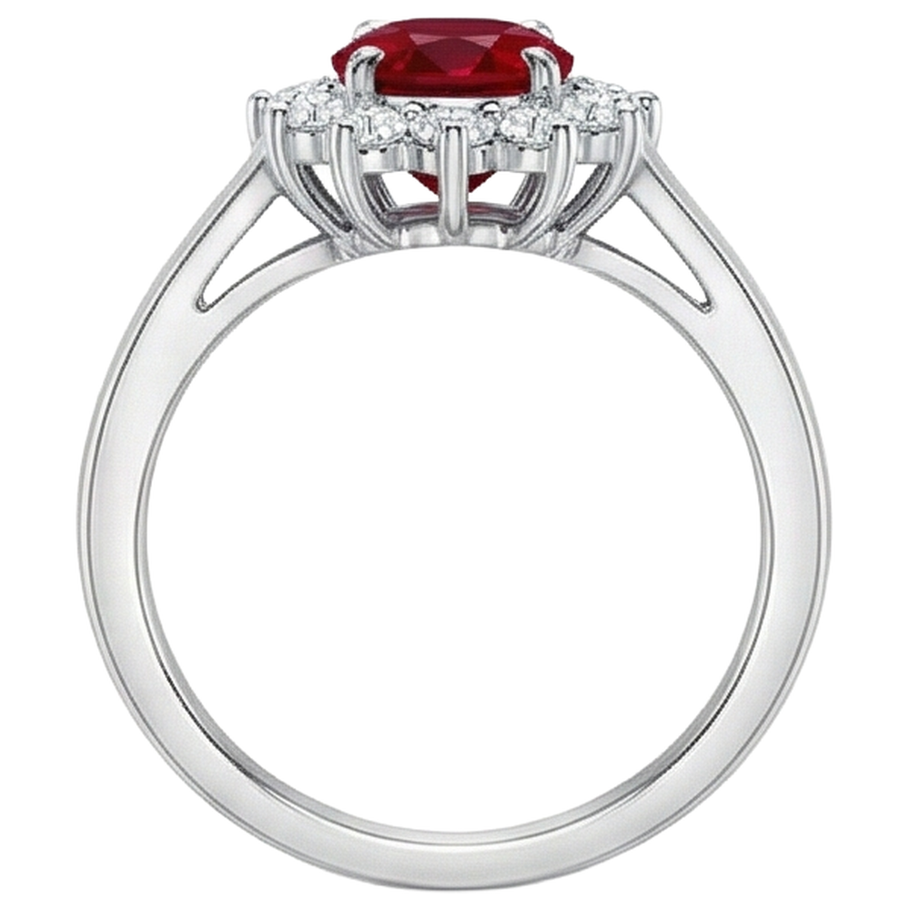 natural round ruby 4.25ct ring profile view