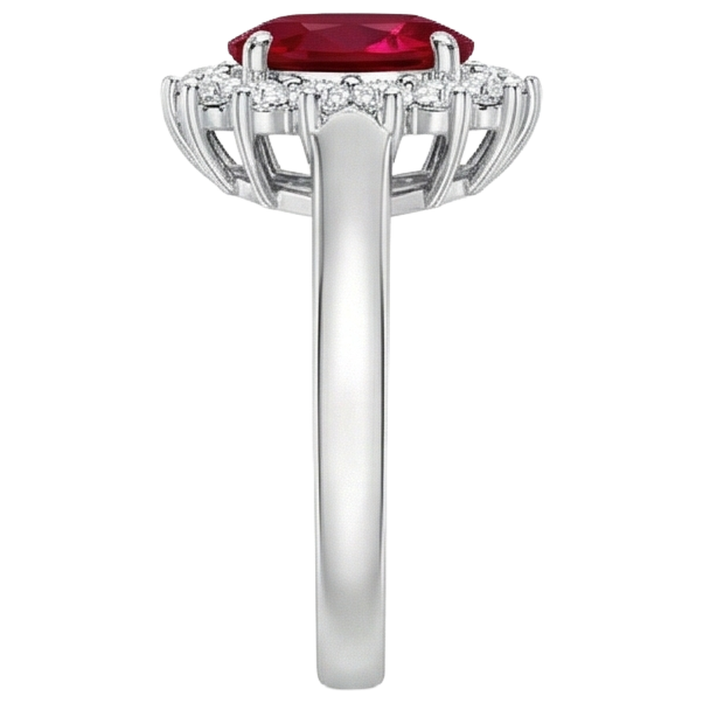natural round ruby 4.25ct ring on white background