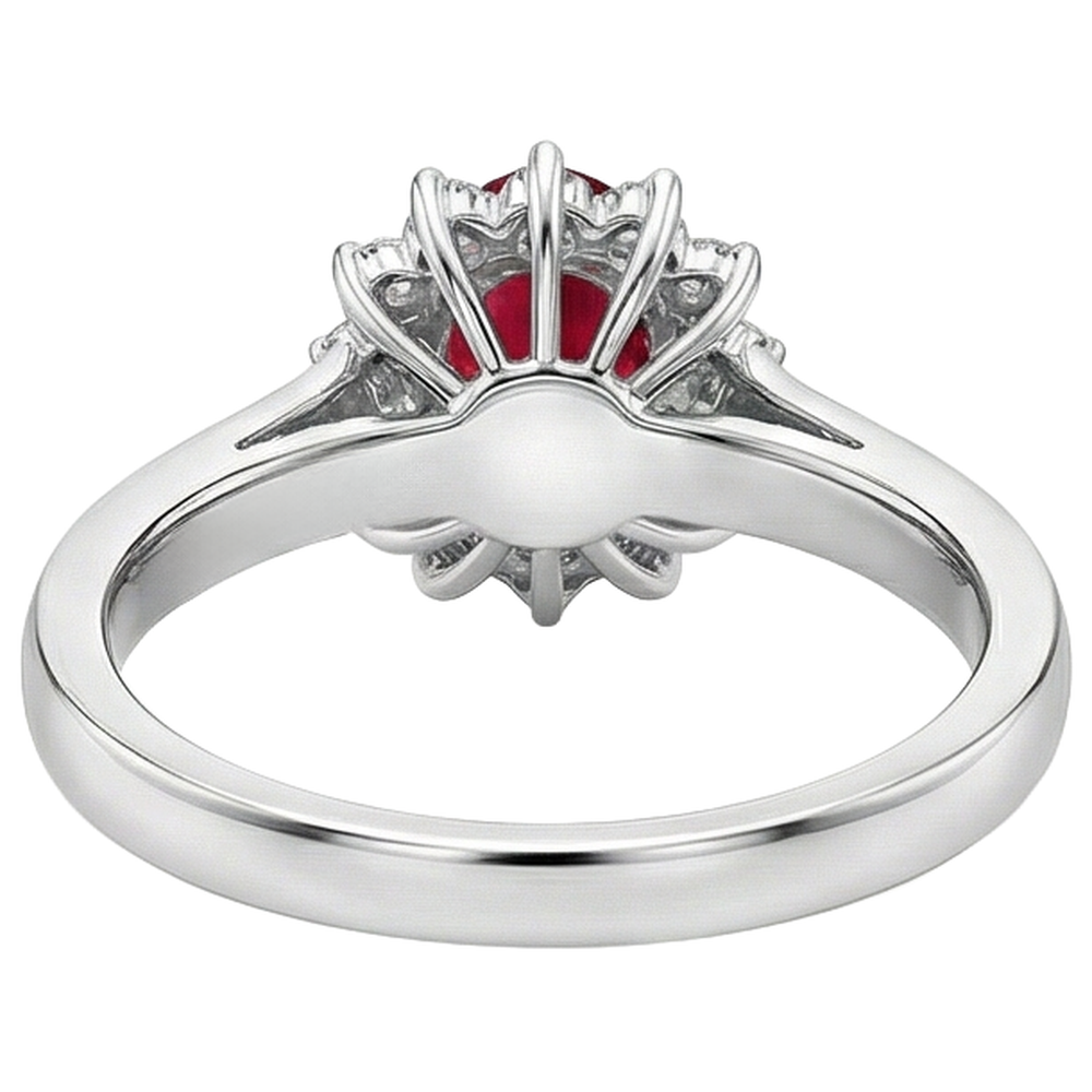 natural round ruby 4.25ct ring with diamond accents