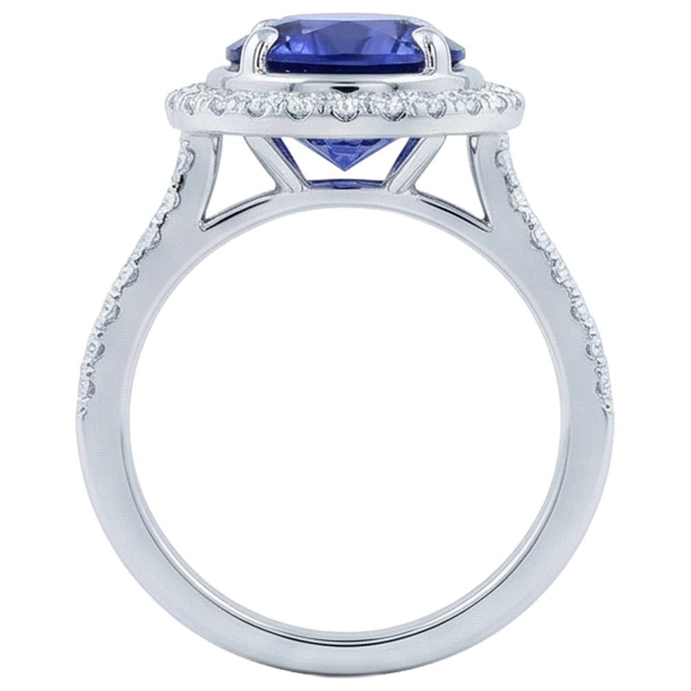 natural round tanzanite 4.25ct ring profile view