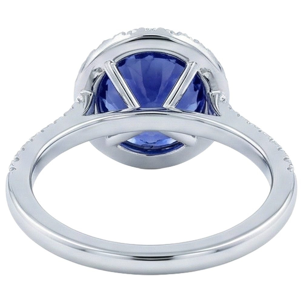 natural round tanzanite 4.25ct ring with diamond accents