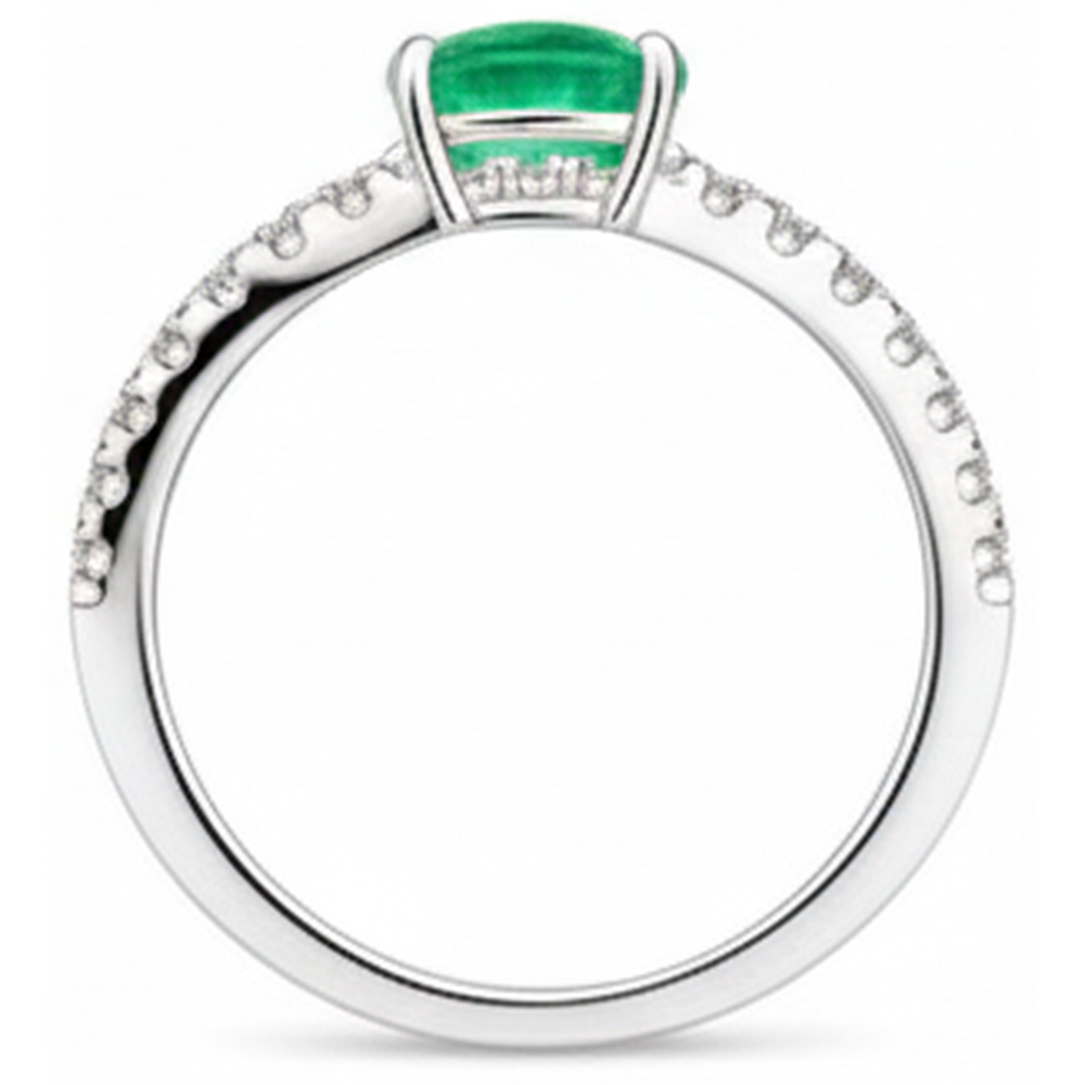 4.25 Ct Oval Cut Green Emerald With Natural Earth Mined Diamond ( Not Lab Grown ) Ring Gold