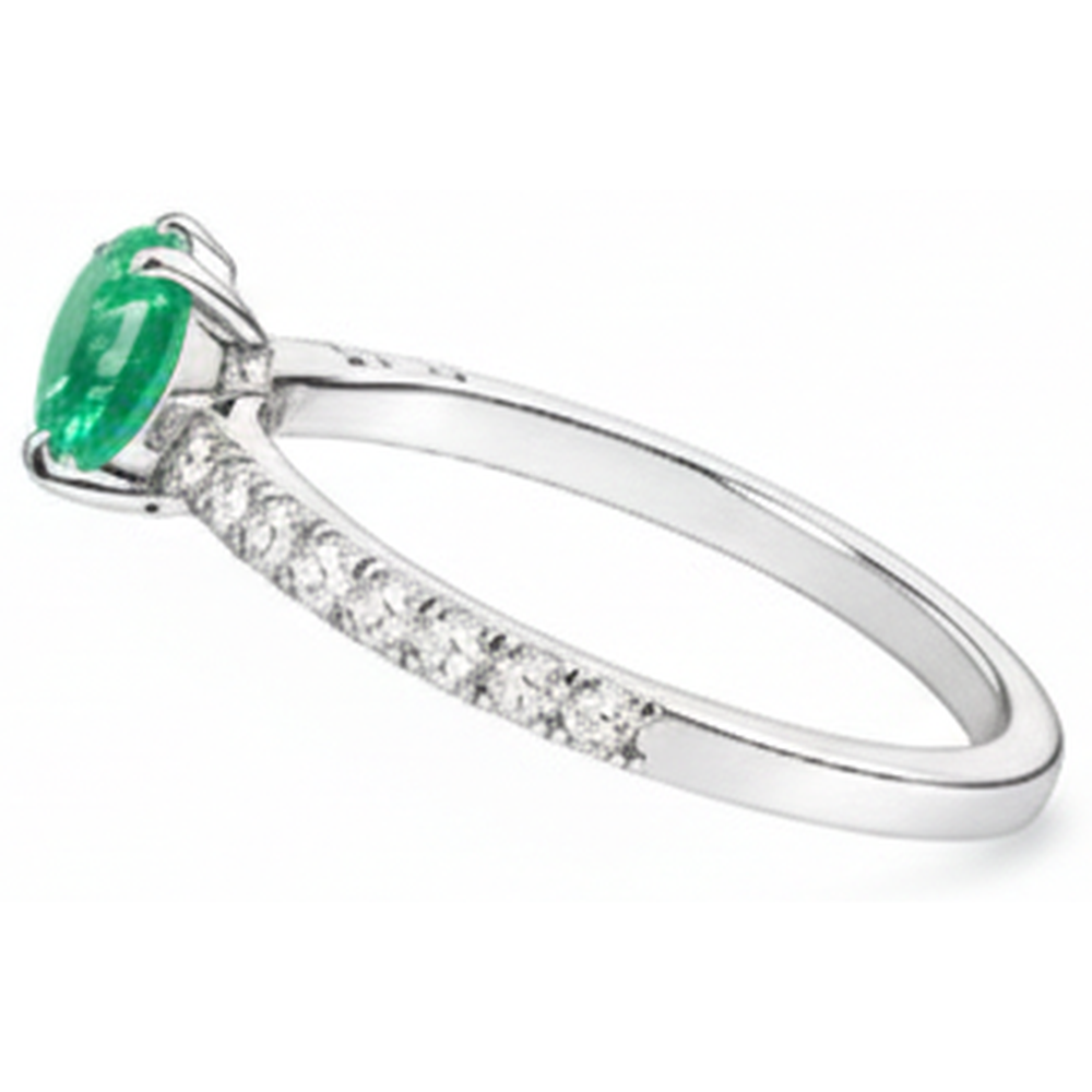 4.25 Ct Oval Cut Green Emerald With Natural Earth Mined Diamond ( Not Lab Grown ) Ring Gold