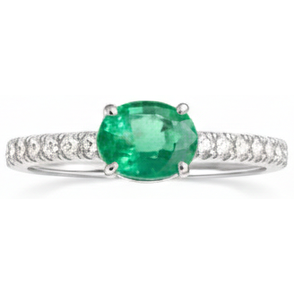 4.25 Ct Oval Cut Green Emerald With Natural Earth Mined Diamond ( Not Lab Grown ) Ring Gold