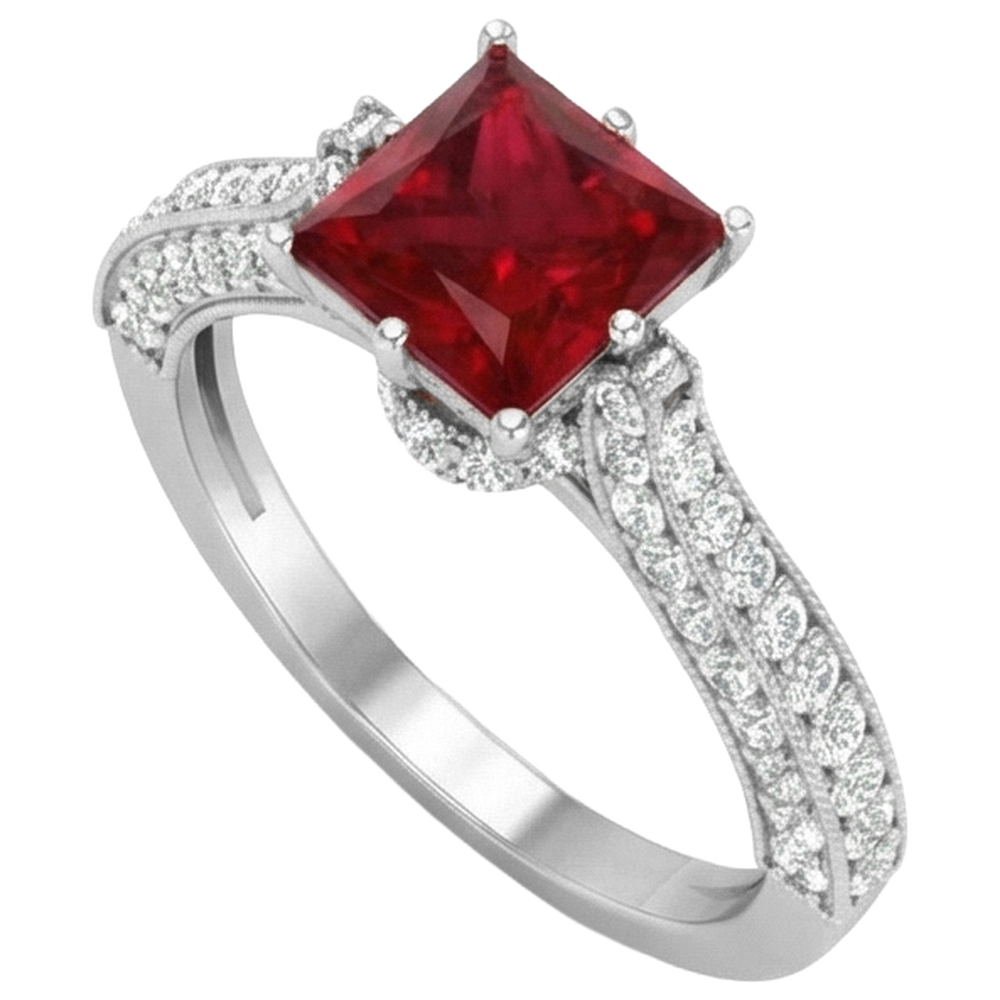 natural round ruby 4.35ct ring top view
