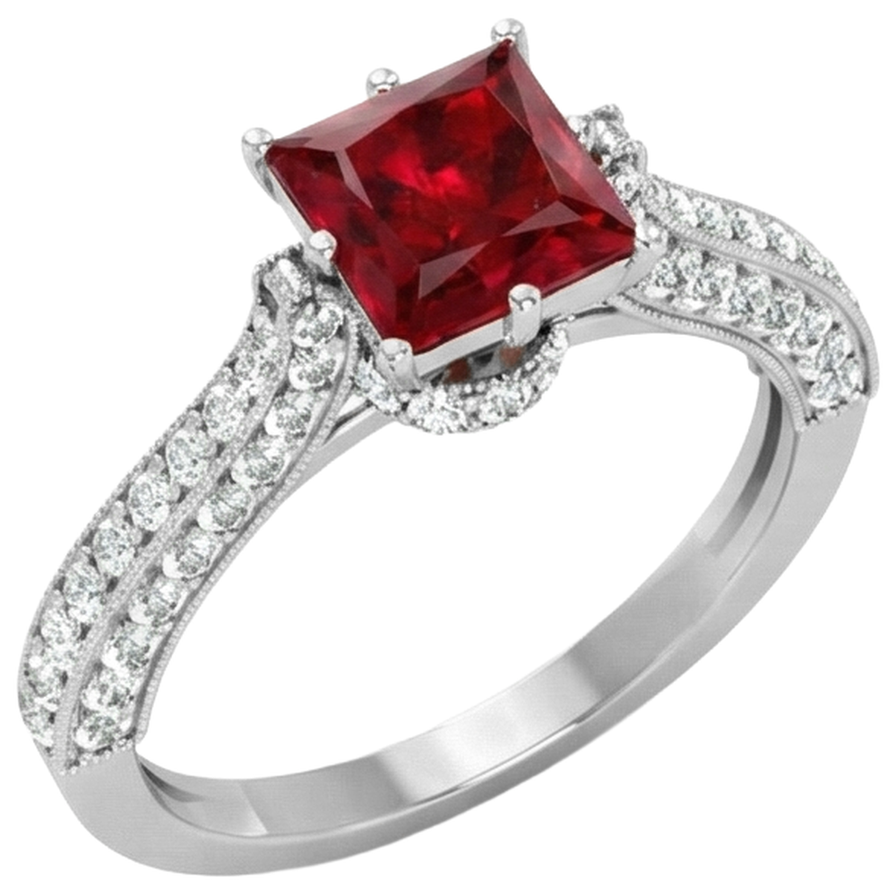 natural round ruby 4.35ct ring profile view
