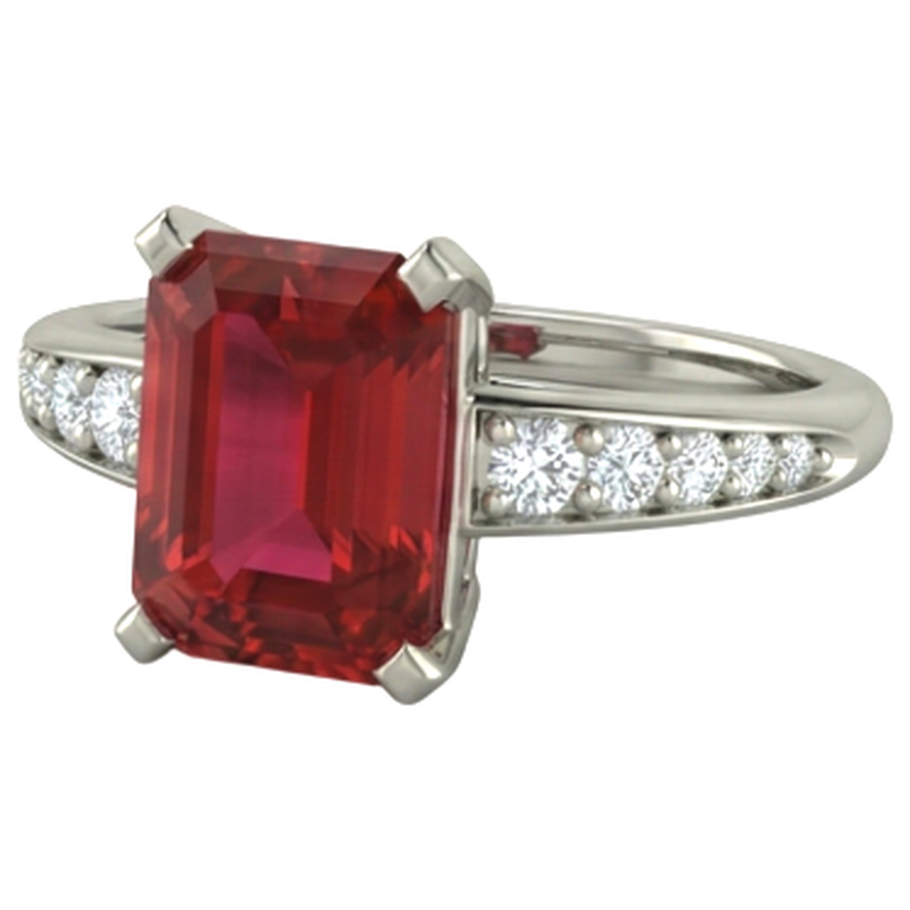 natural round ruby 4.35ct ring close up detail