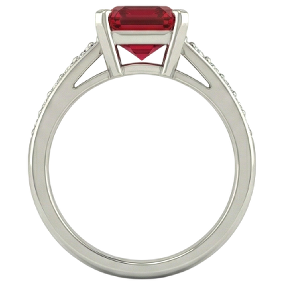 natural round ruby 4.35ct ring profile view