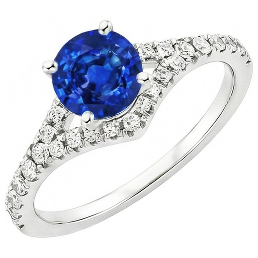 4.35 Ct Prong Set Ceylon Sapphire Natural Earth Mined Diamond ( Not Lab Grown ) s Ring White Gold